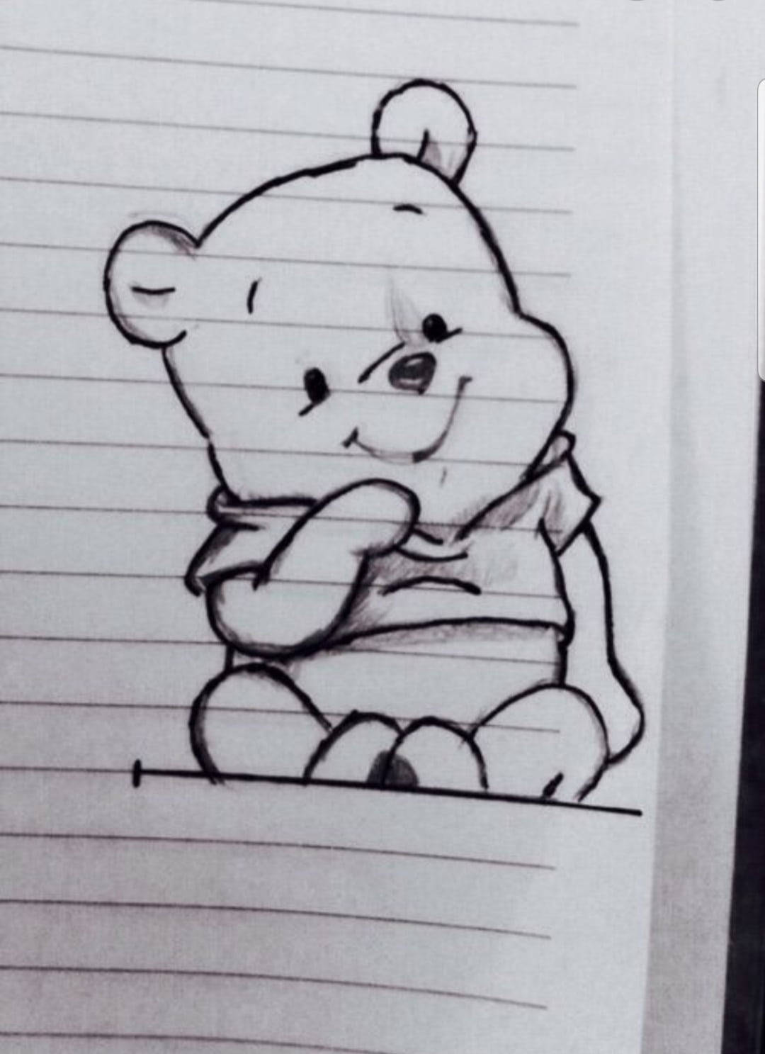 Sød Winnie de Pooh Iphone Notebook Tegning Wallpaper Wallpaper