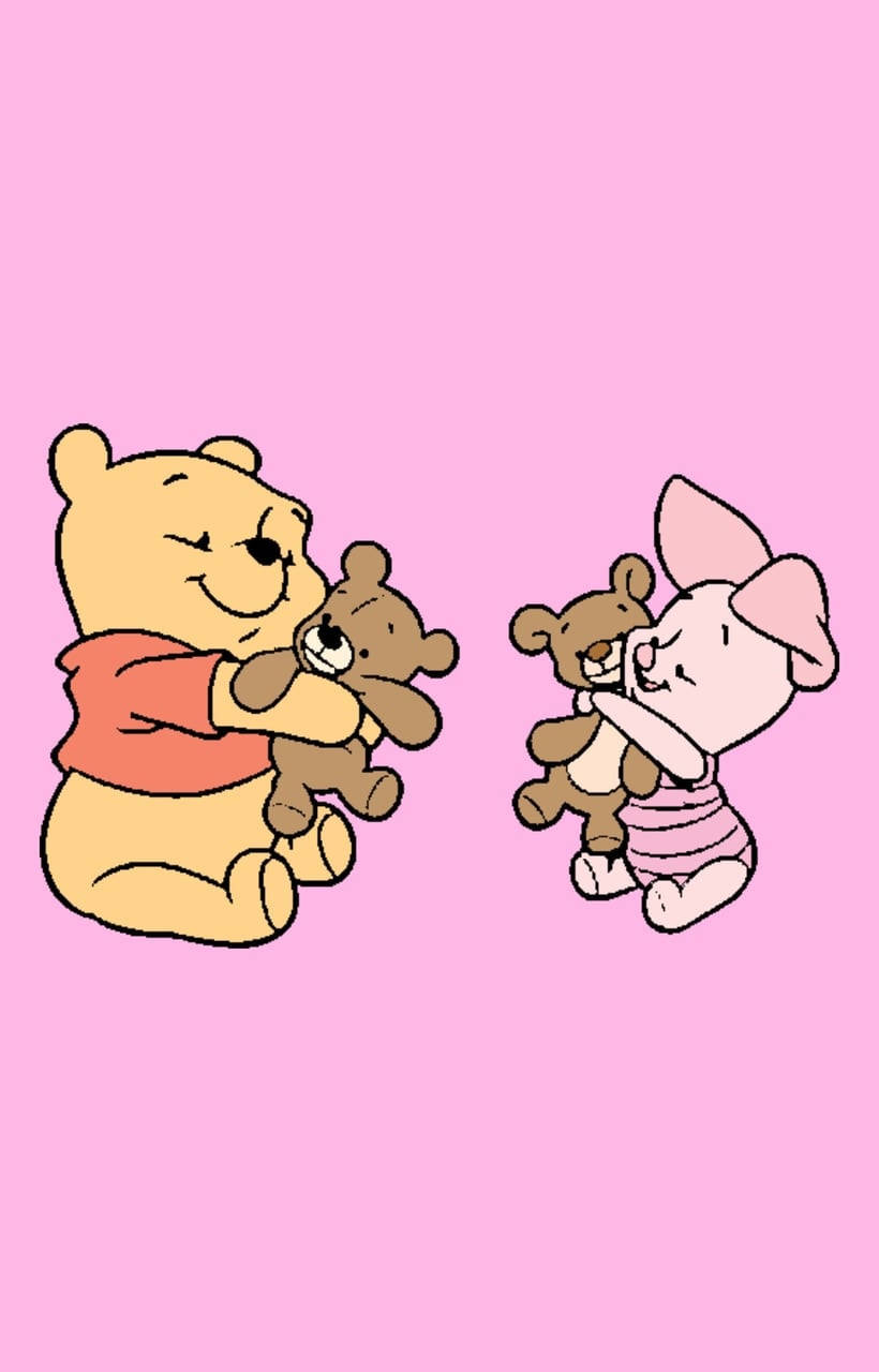 Cute Winnie The Pooh Iphone Piglet Hugging Bear Wallpaper