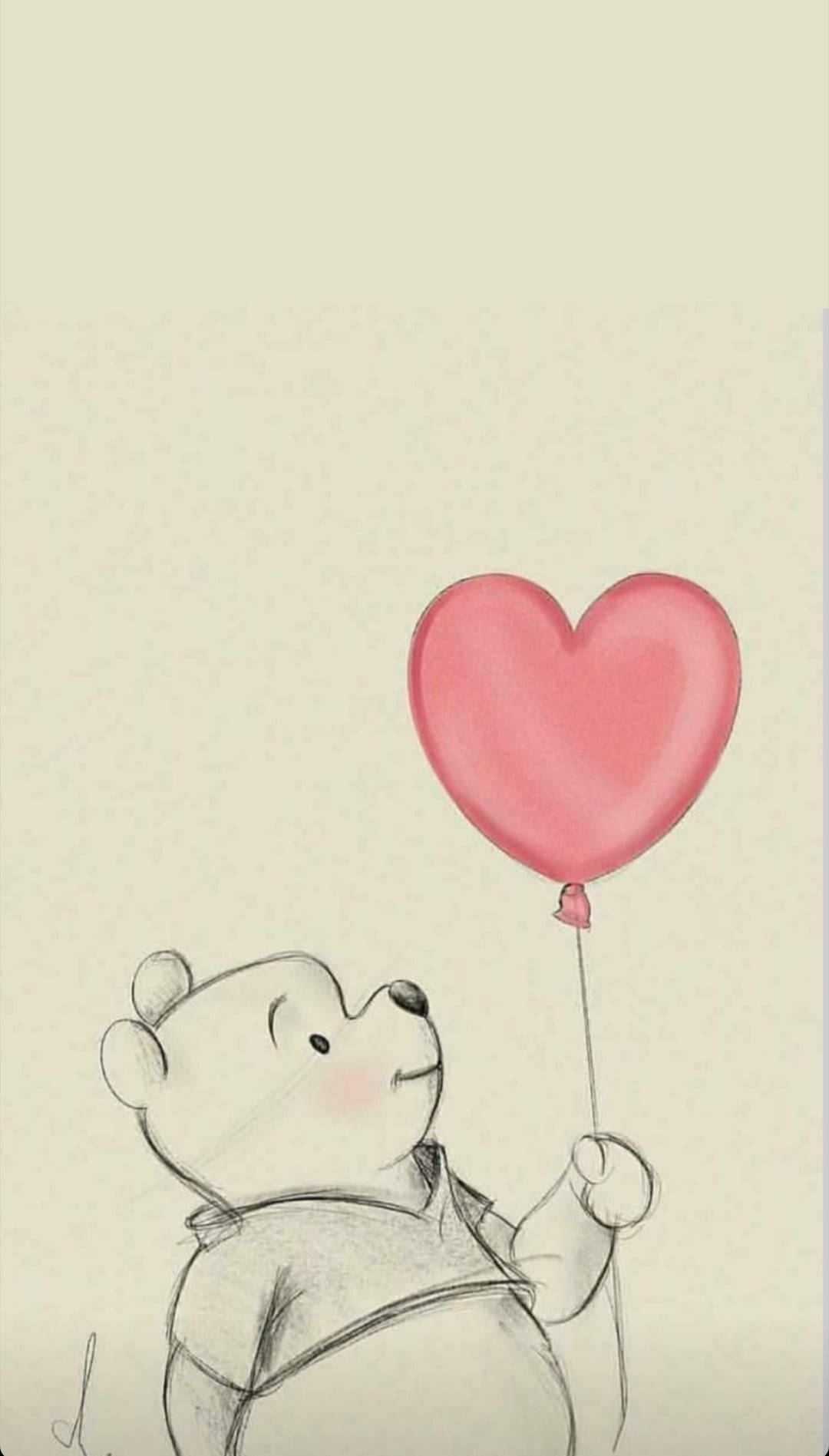 Fofowinnie The Pooh Iphone Com Balão Vermelho Em Forma De Coração. Papel de Parede