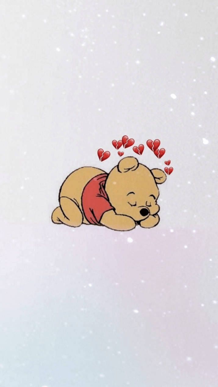 Cute Winnie The Pooh Iphone Sparkling Background Sleeping Background