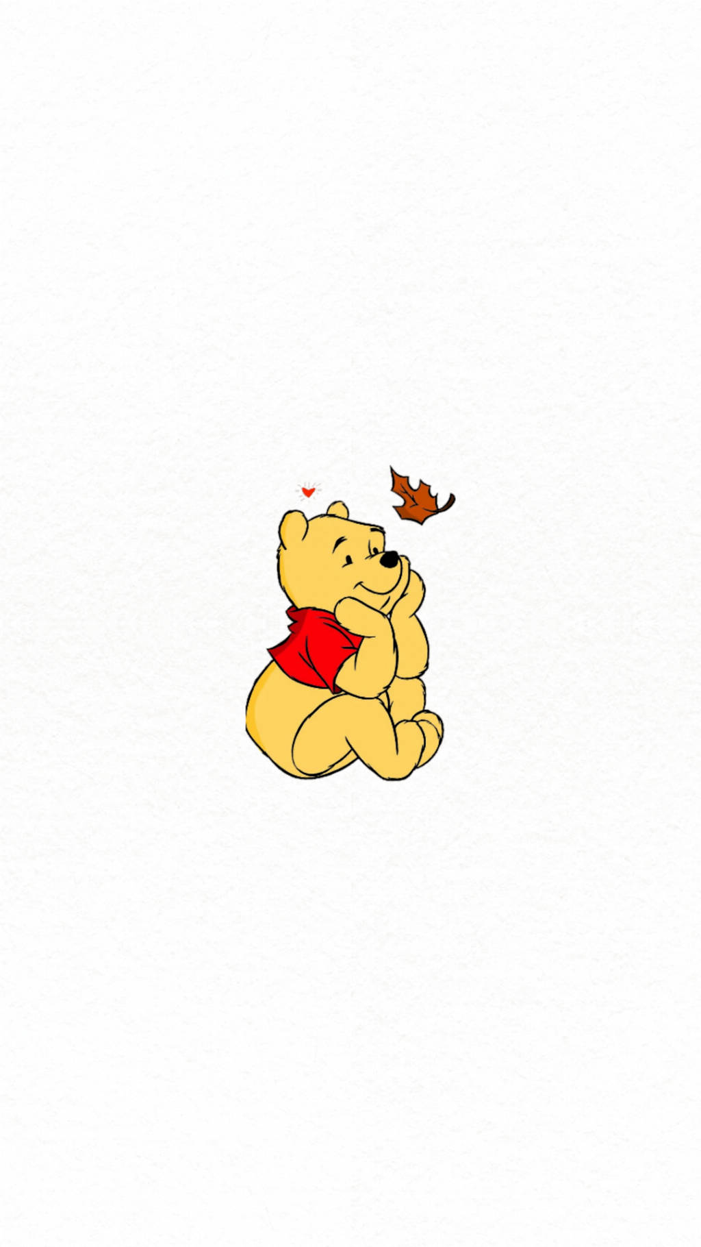 Sød Winnie The Pooh Iphone Tænkende Blade Tapet Wallpaper