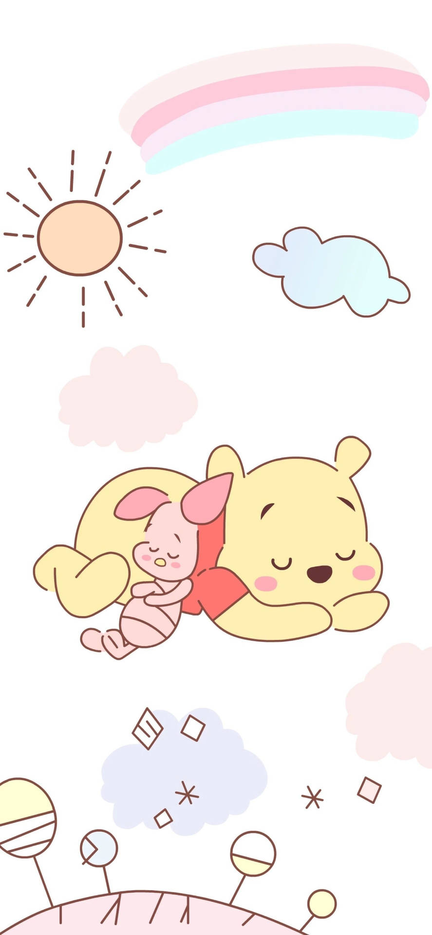 Cute Winnie The Pooh Sleeping With Piglet Background