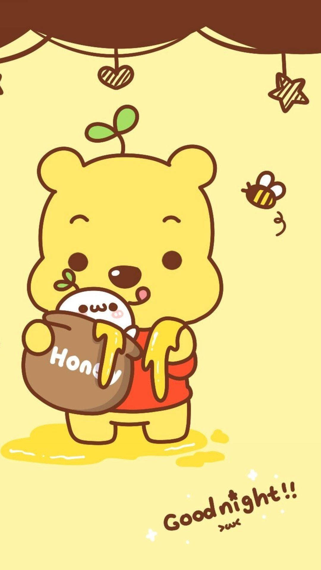 Cute Winnie The Pooh With Bee Wallpaper