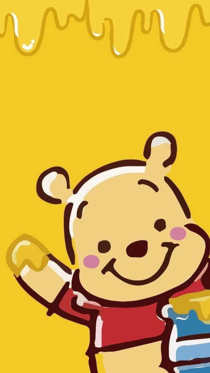 Cute Winnie The Pooh With Honey Background