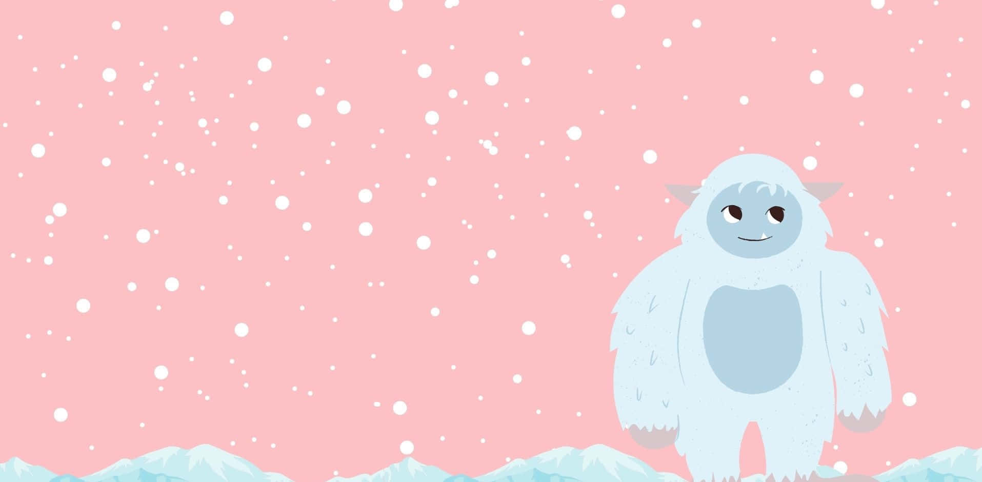 Smiling Yeti Cute Winter Background