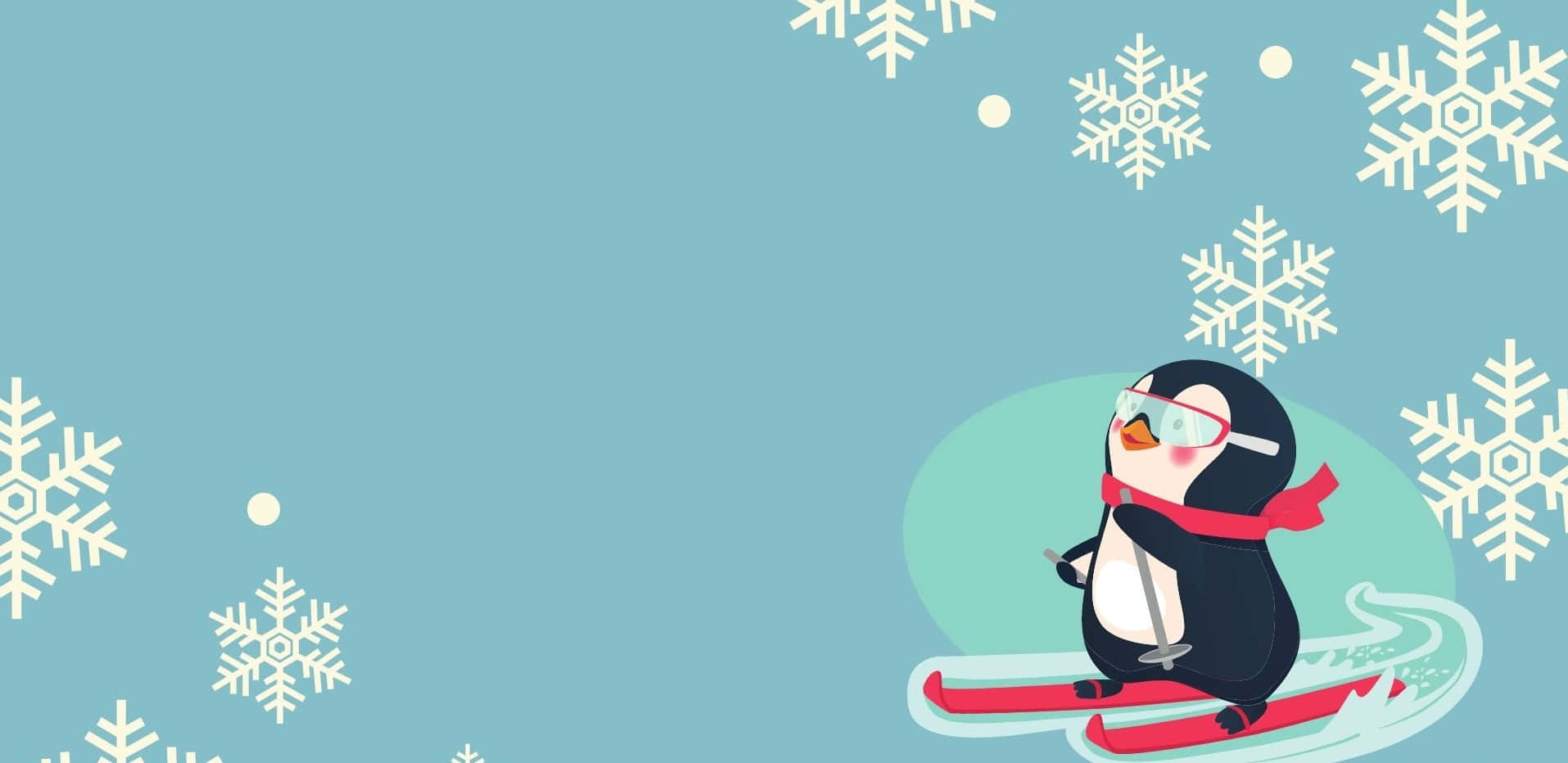 Cute Winter Penguin Skates Background