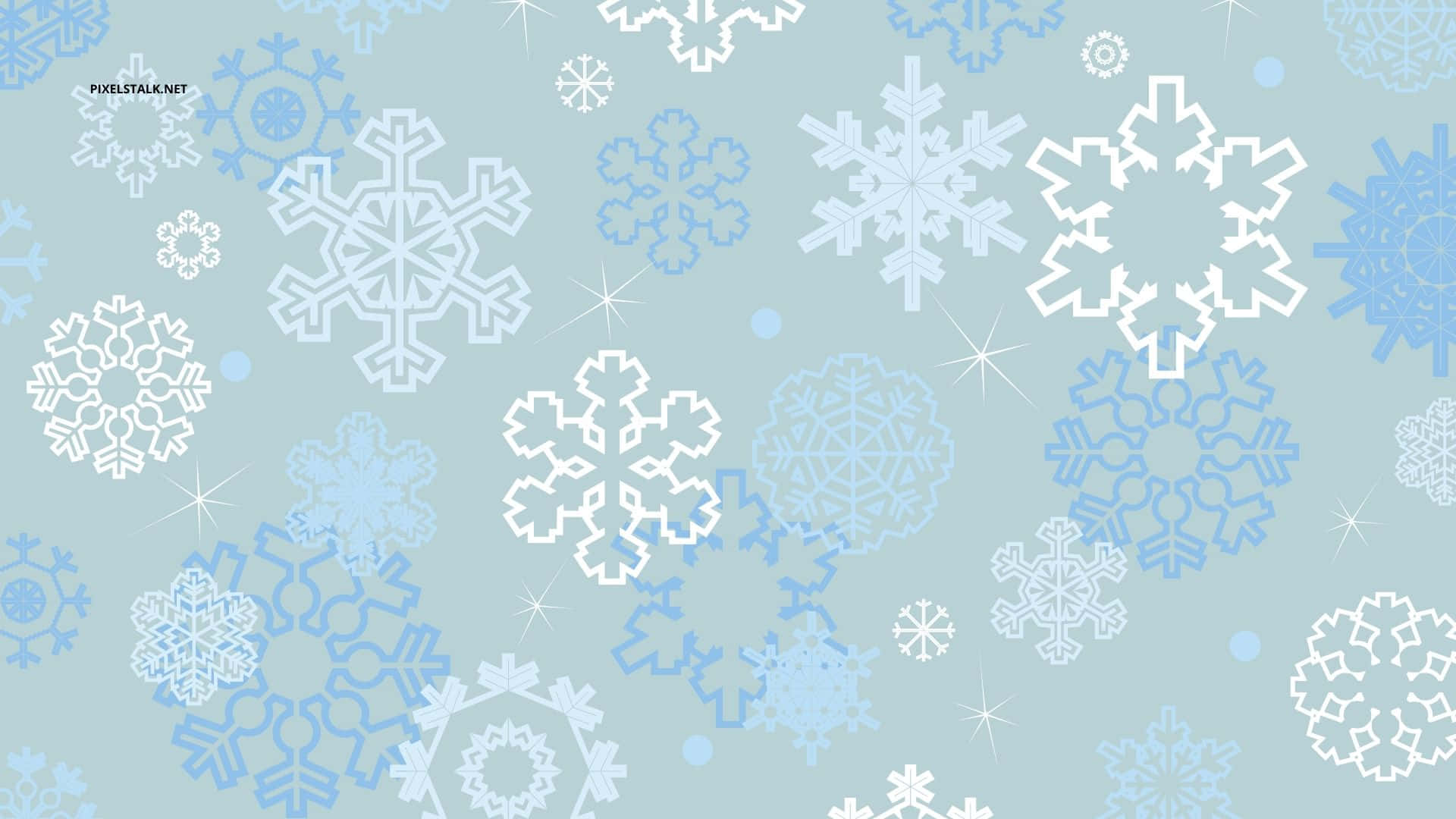 Blue White Cute Winter Snowflakes