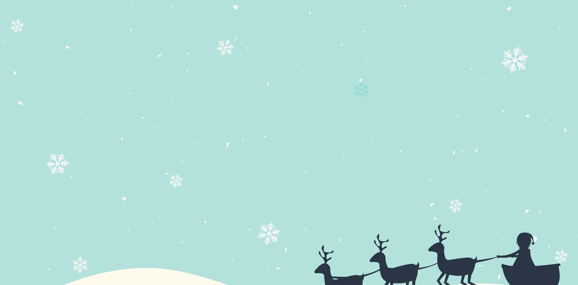 Cute Winter Silhouettes Reindeer Background