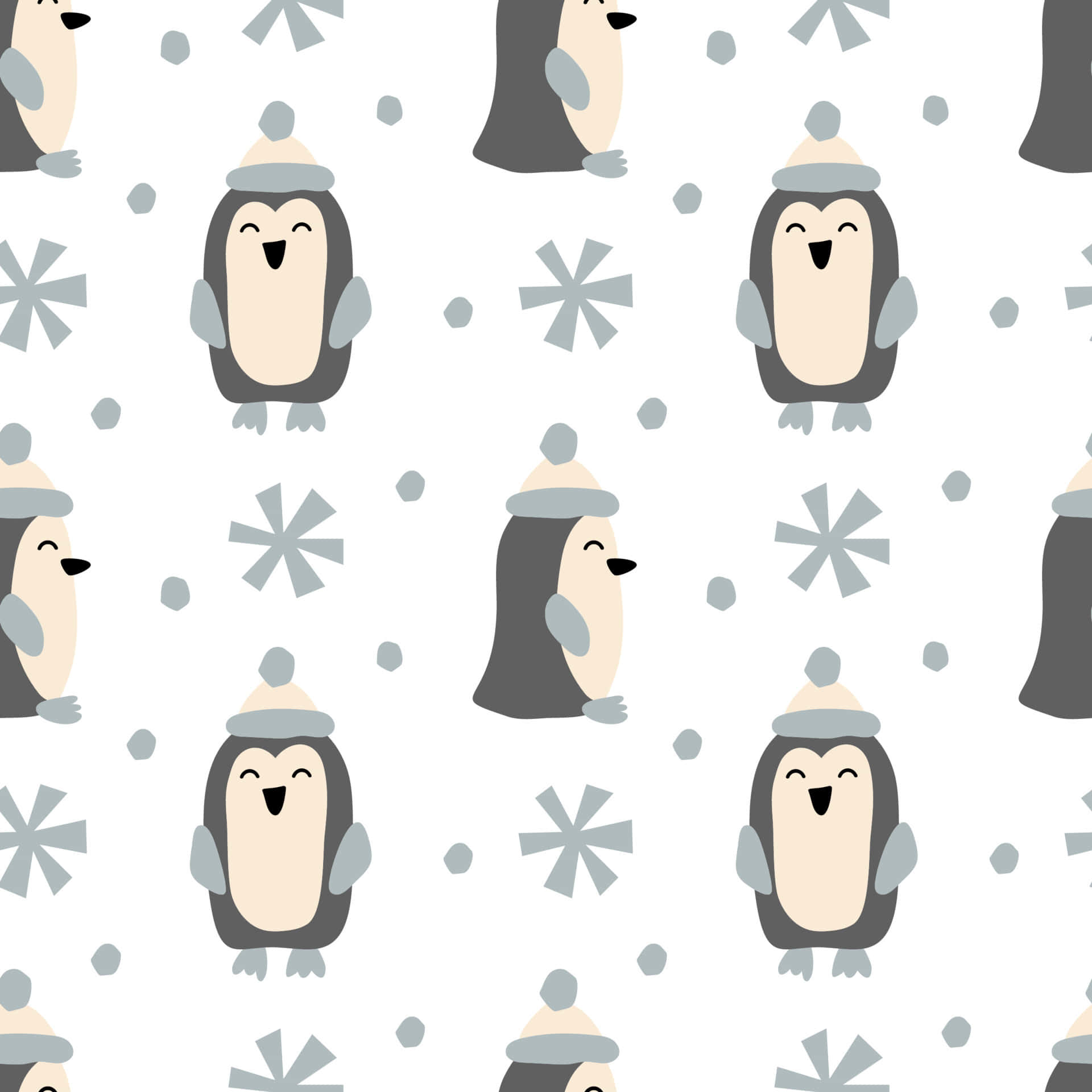 Cute Winter Smiley Penguins Background