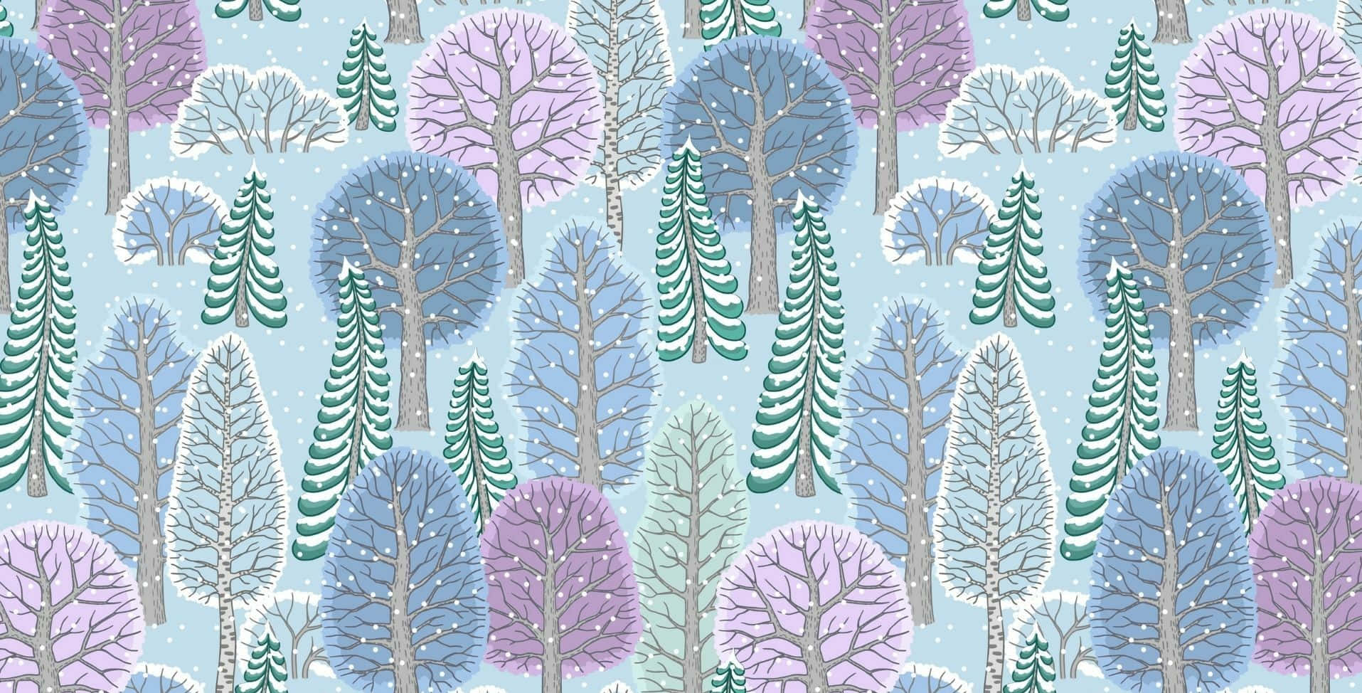 Cute Winter Trees Plants Background