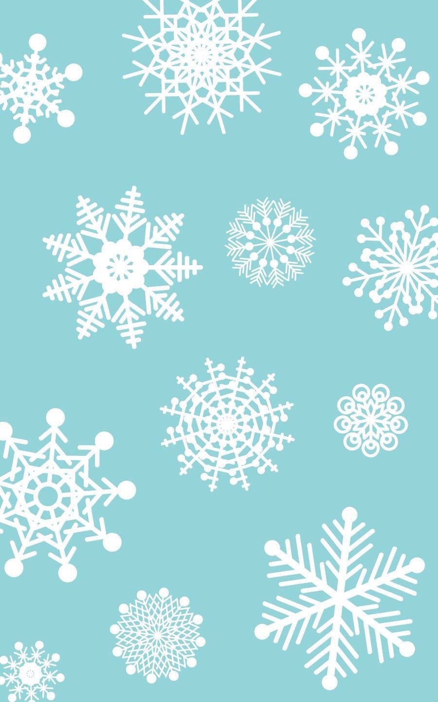 Niedlichewinter Iphone Schneeflocken Auf Blauem Hintergrund Wallpaper