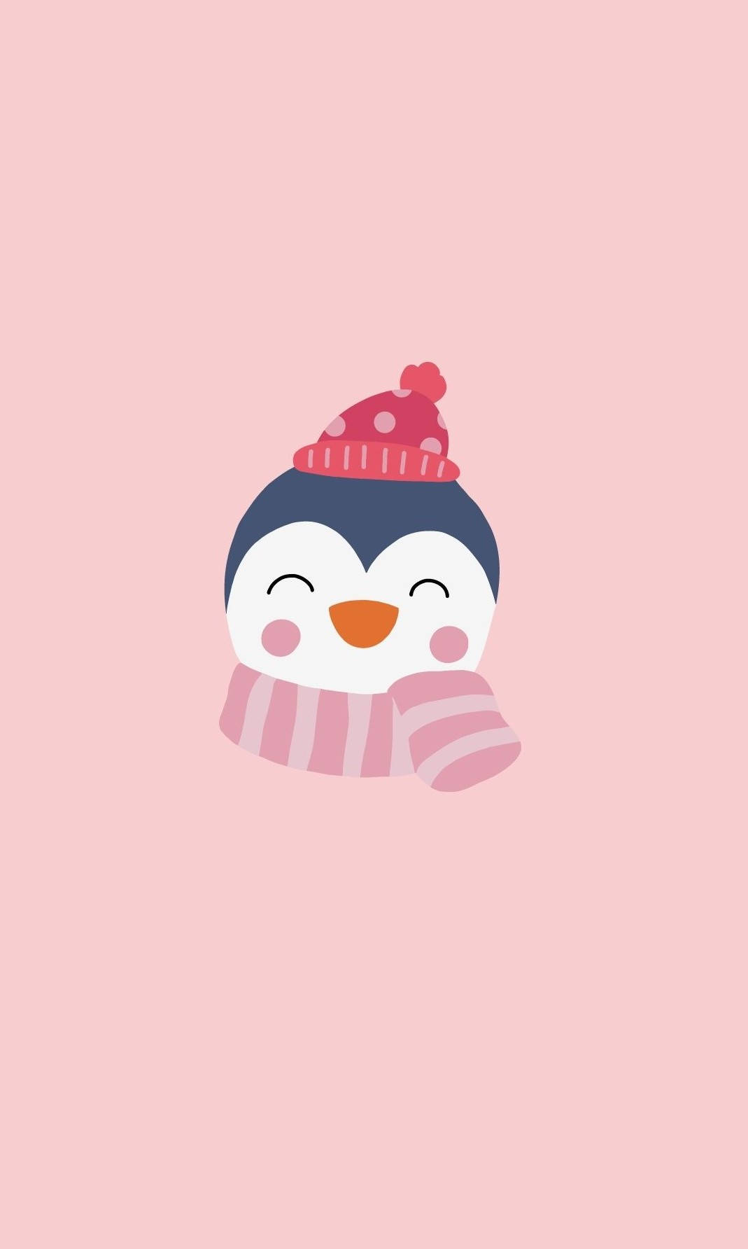Sød Vinter iPhone Pingvin Pink Aesthetic Tapet Wallpaper
