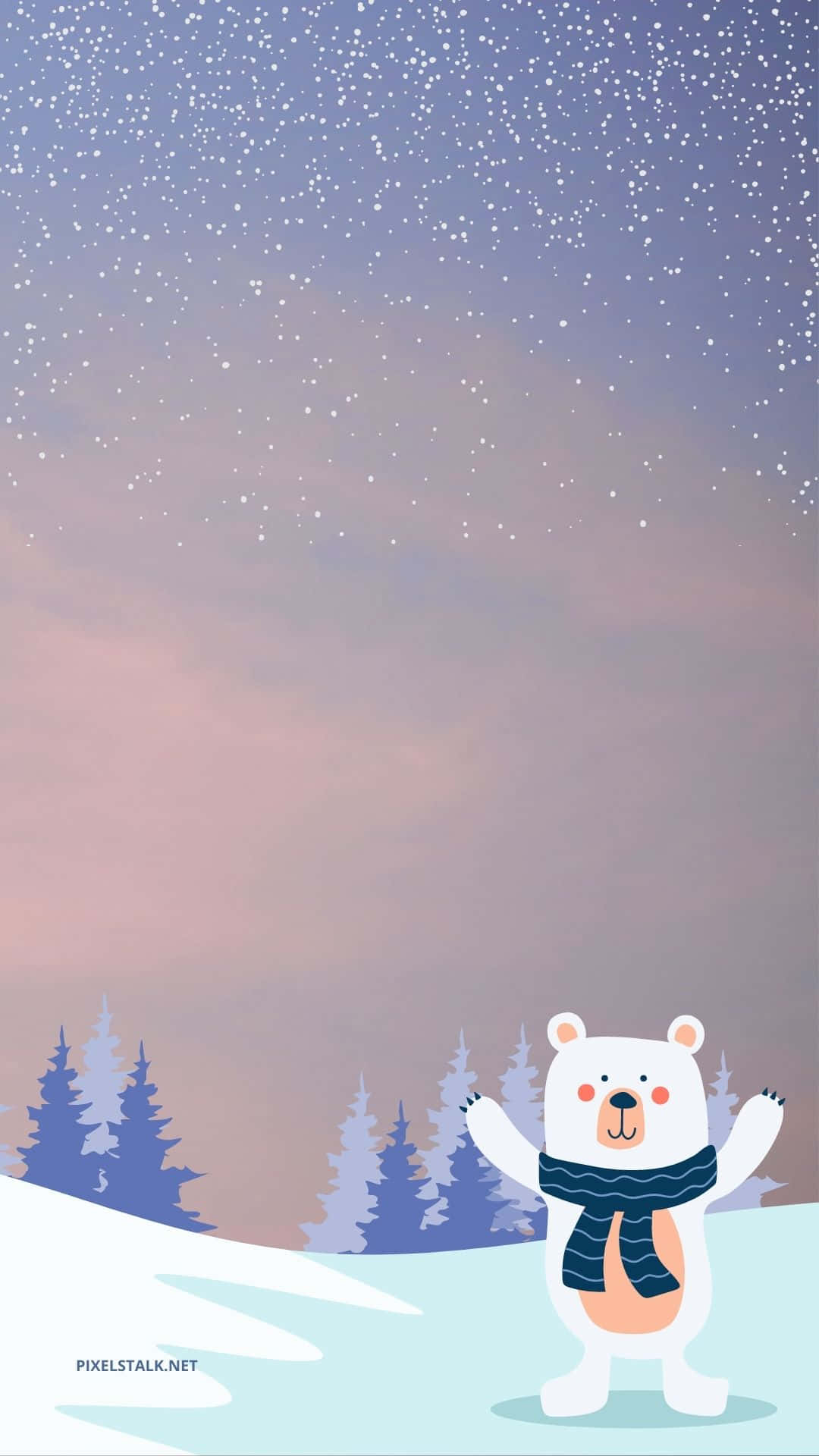 Carinosfondo Invernale Con Un Orso Polare Per Il Telefono Sfondo