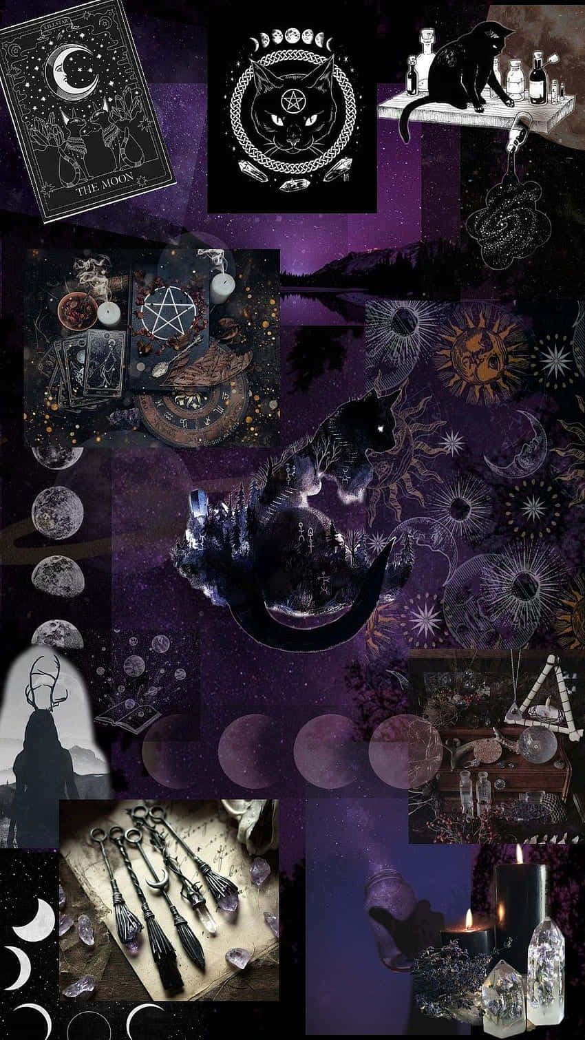 Cute Witchy Collage Of Trinkets And Things Wallpaper
