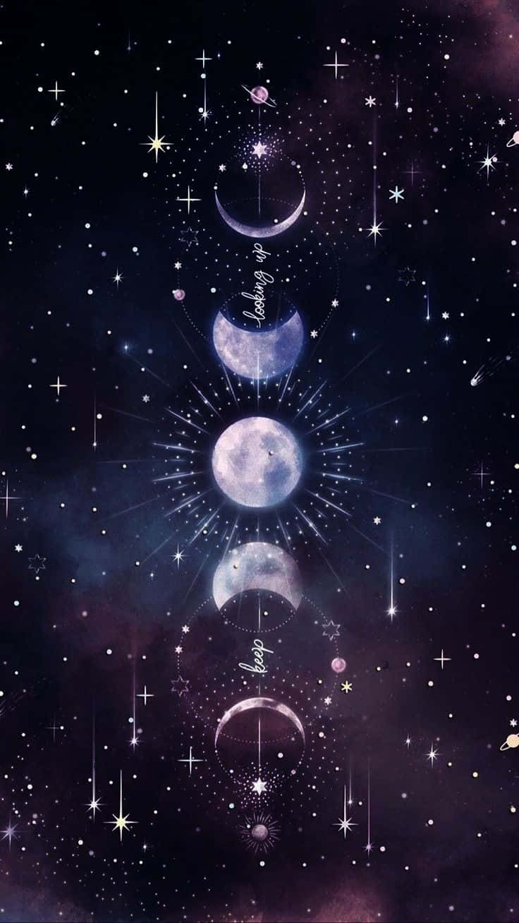 Cute Witchy Phases Of The Moon Wallpaper