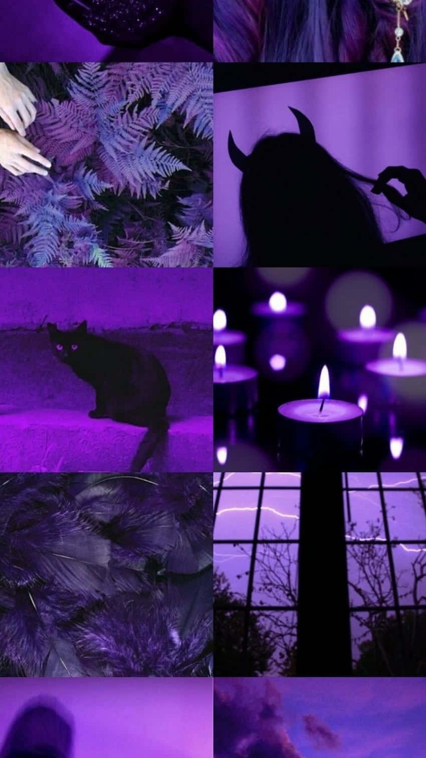 Cute Witchy Purple And Black Collage Wallpaper