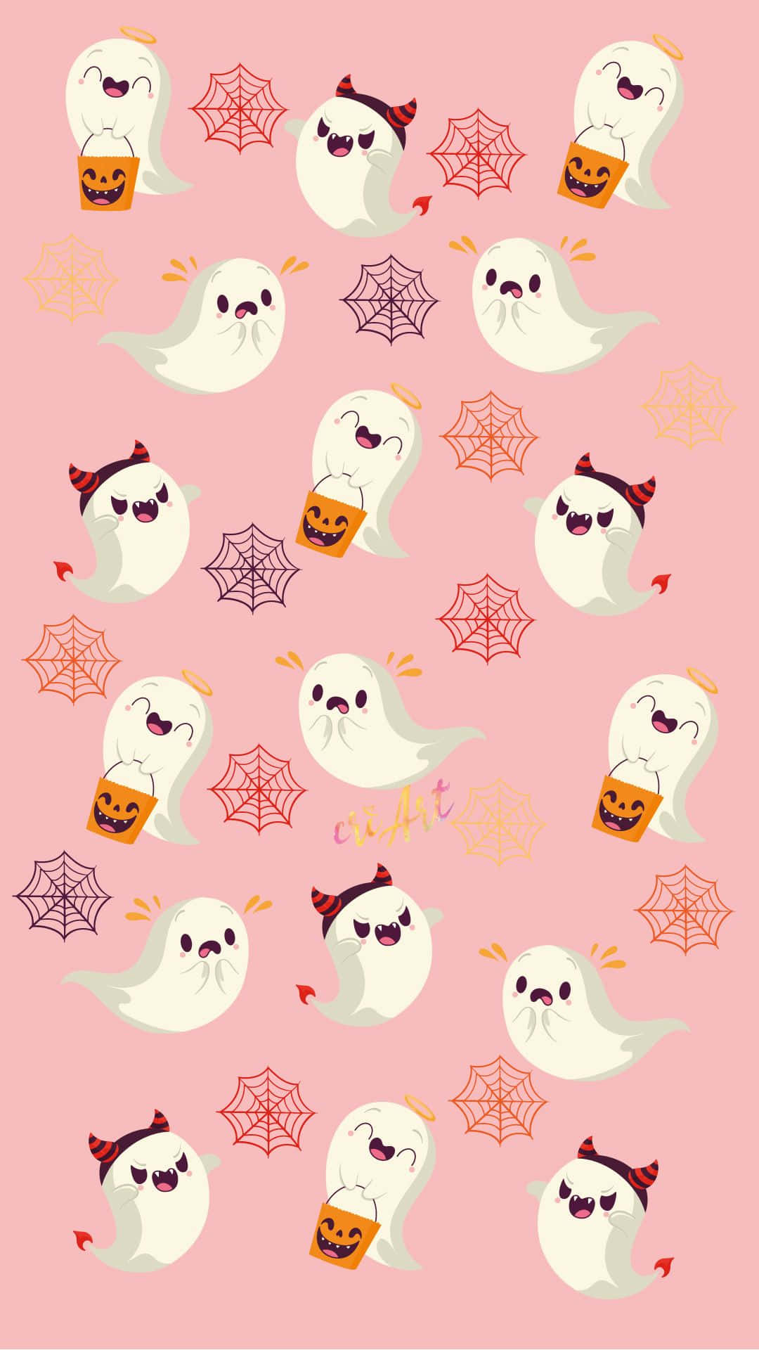 Sötahäxiga Halloween-spöken Som Trickar Eller Behandlar. Wallpaper