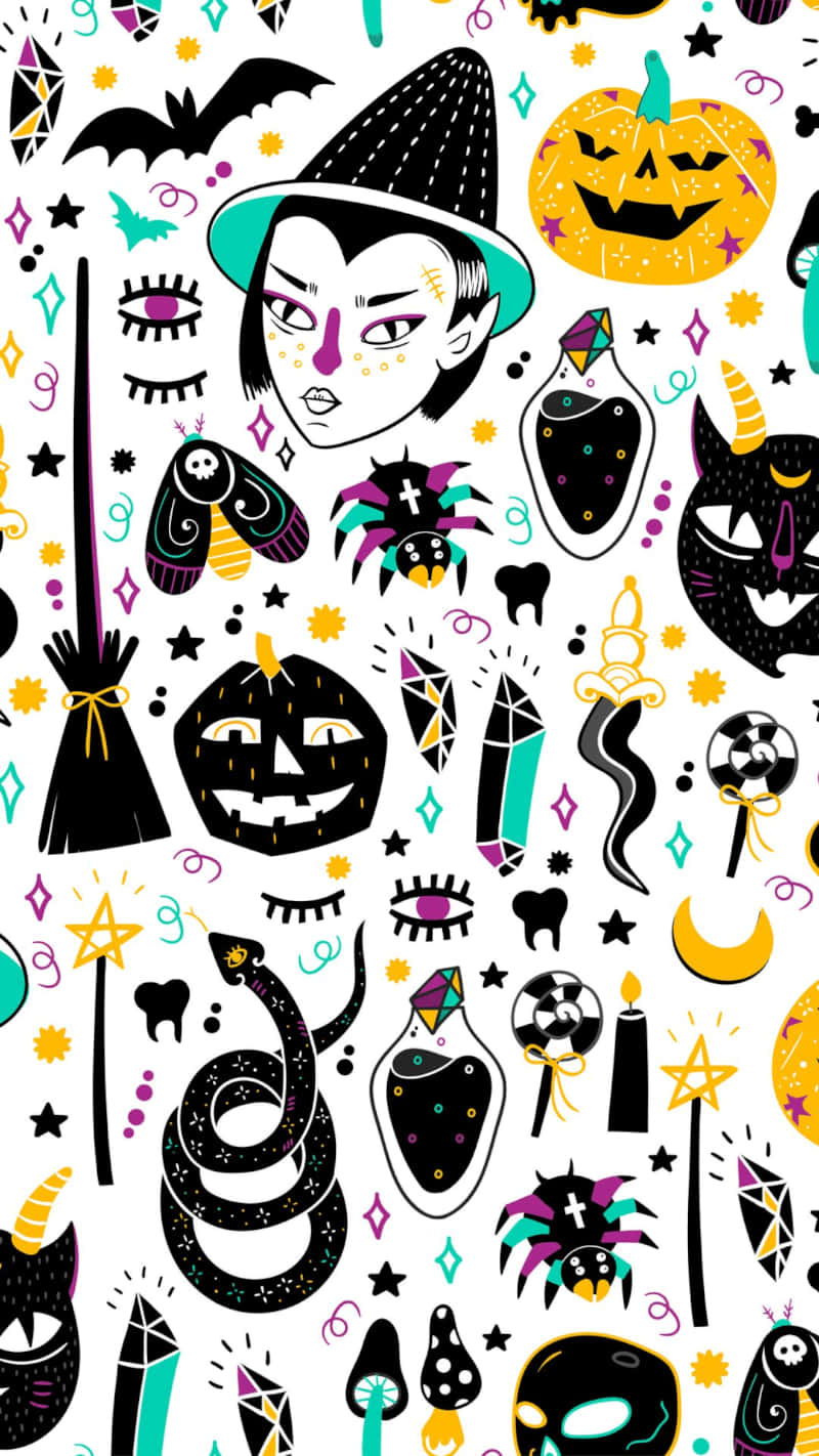 Cute Witchy Various Illustration Wallpaper