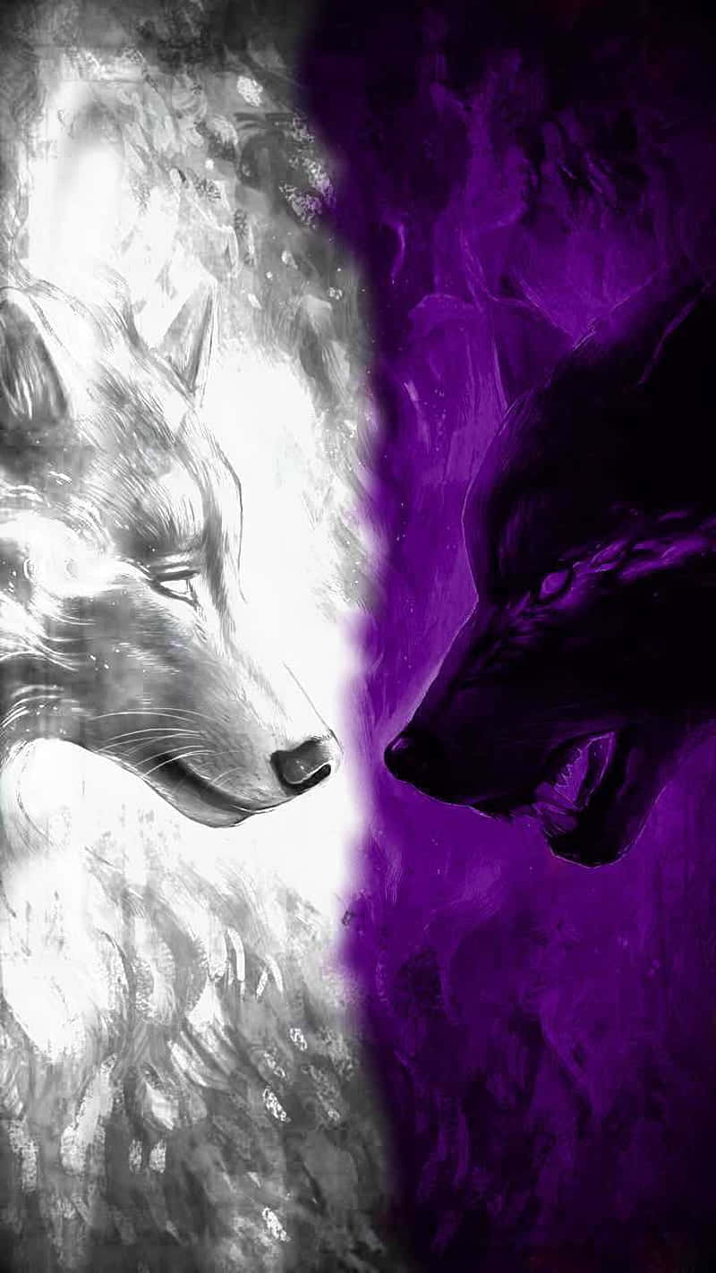 Zweientzückende Wölfe Spielen Verspielt Im Wald. Wallpaper