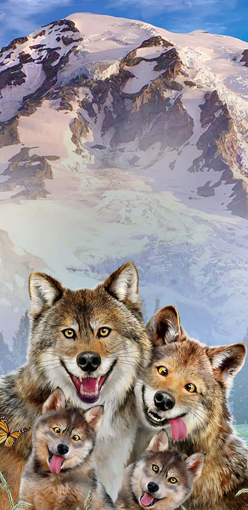 Two Adorable Wolves Enjoying Time in the Woods Wallpaper