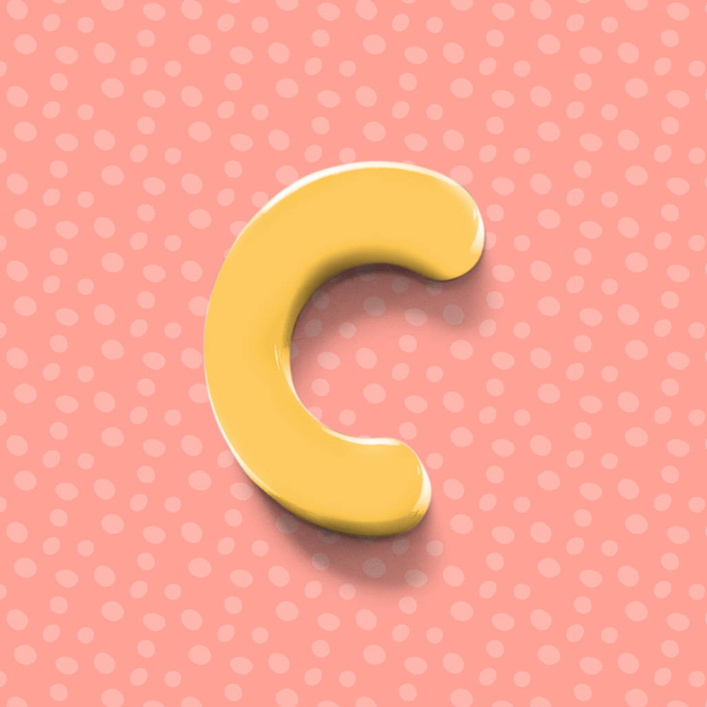 Cute Yellow 3d Letter C