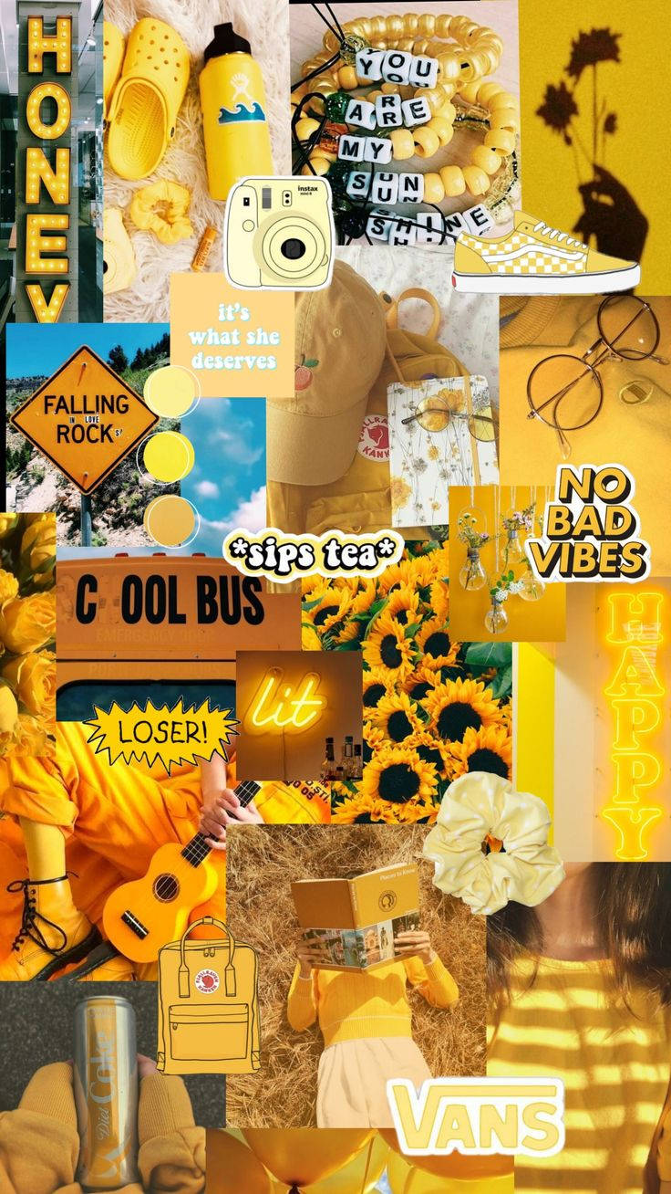 Deixeo Sol Iluminar O Seu Dia Com Este Fofo Wallpaper Amarelo Estético! Papel de Parede