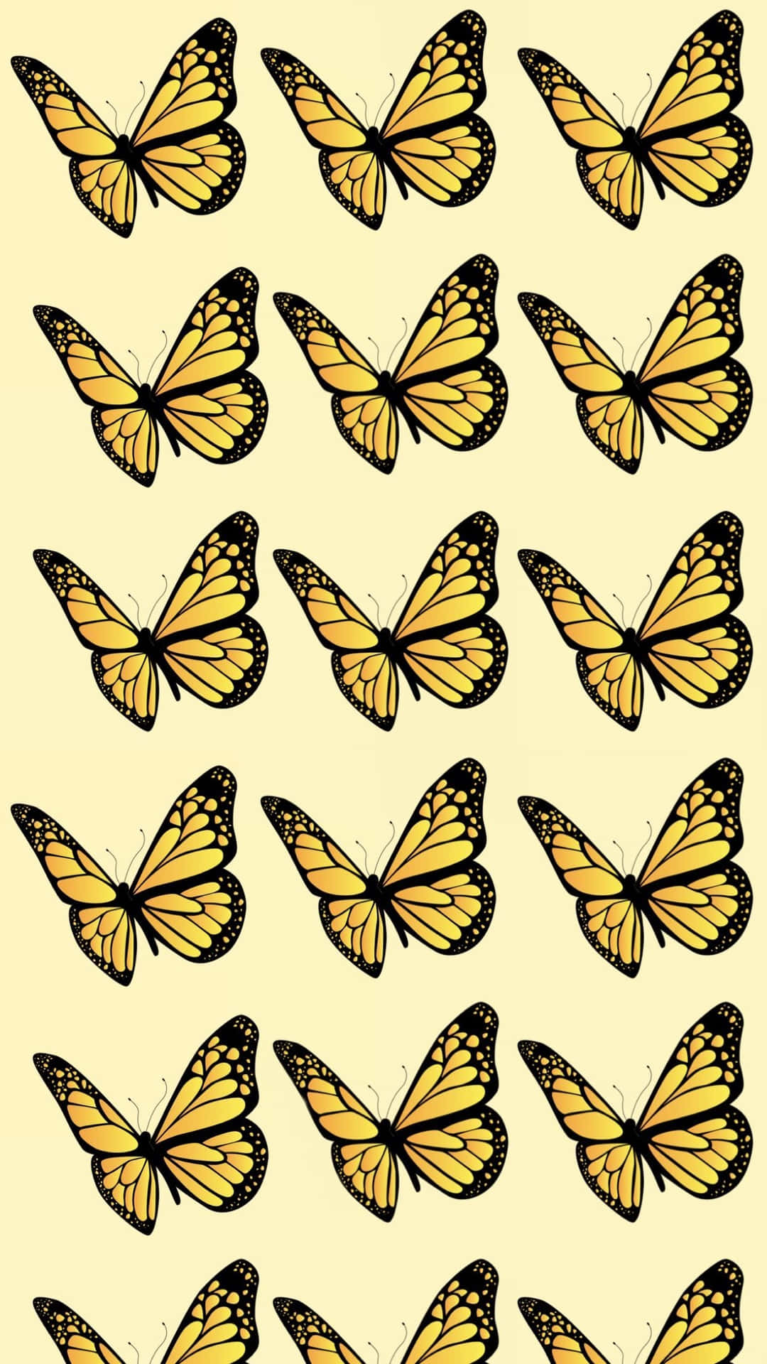 Admiring the beauty of a flock of Cute Yellow Butterflies Wallpaper