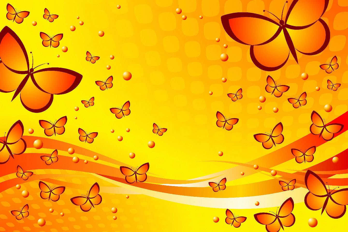 Njutav Naturens Skönhet - En Grupp Livfulla Gula Fjärilar. Wallpaper