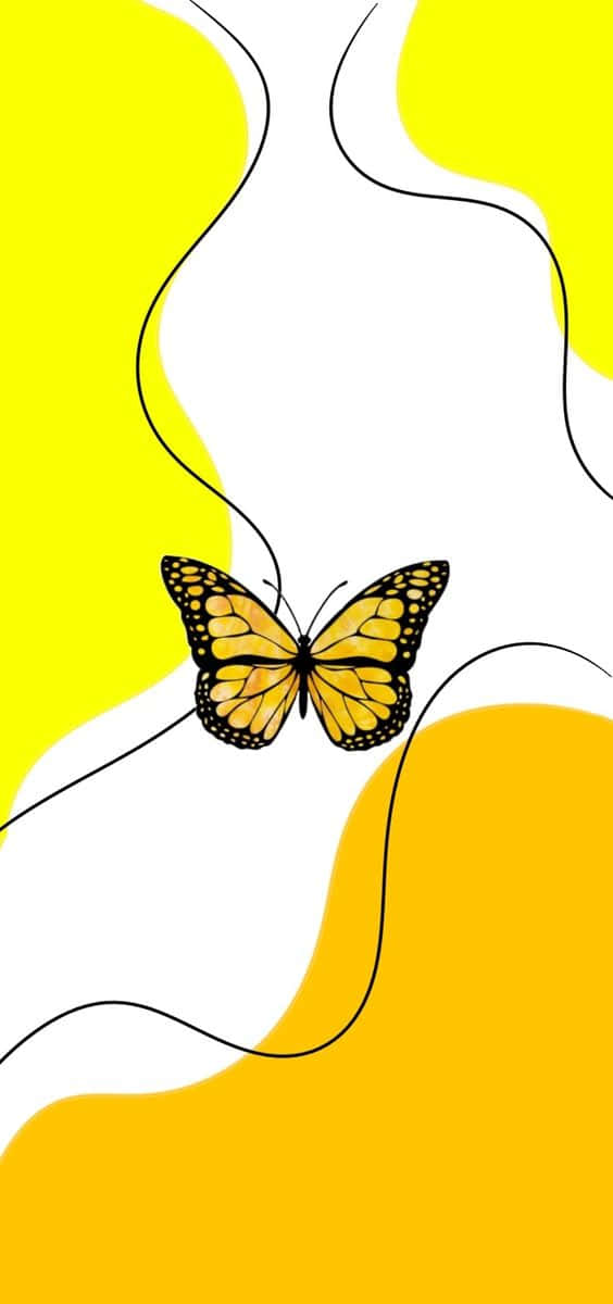 Vackragula Fjärilar I Trädgården Wallpaper