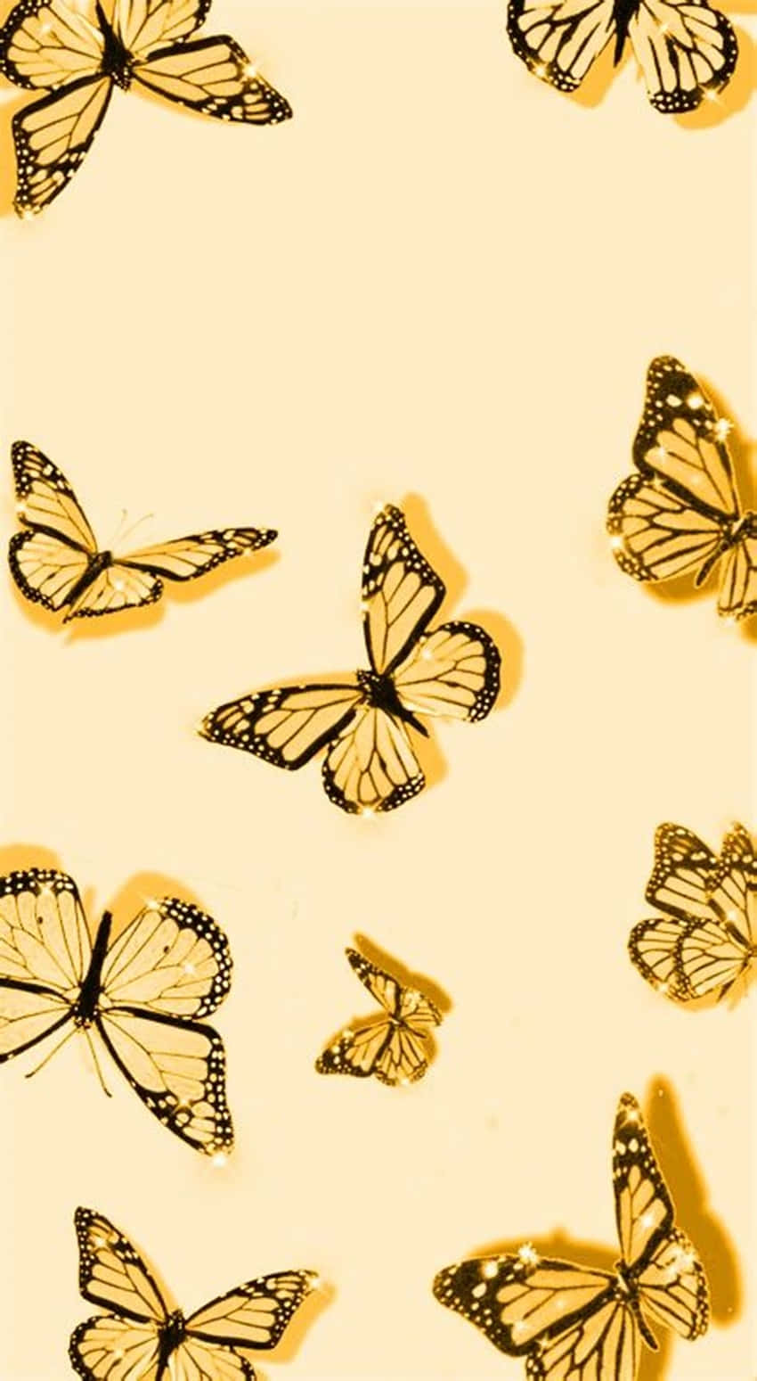 Look How Cute These Yellow Butterflies Are Wallpaper