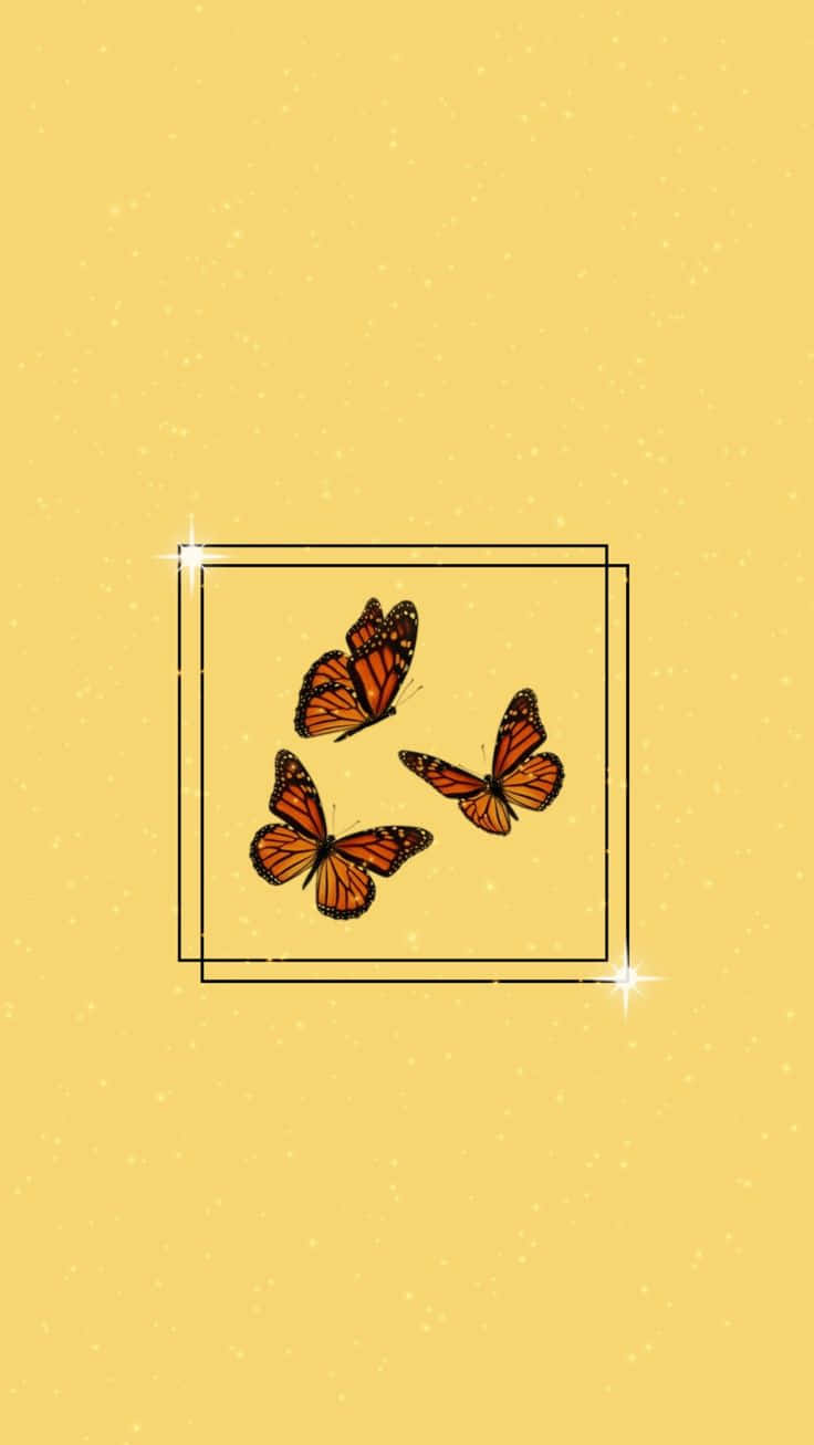 Sötagula Fjärilar Minimalistiska. Wallpaper