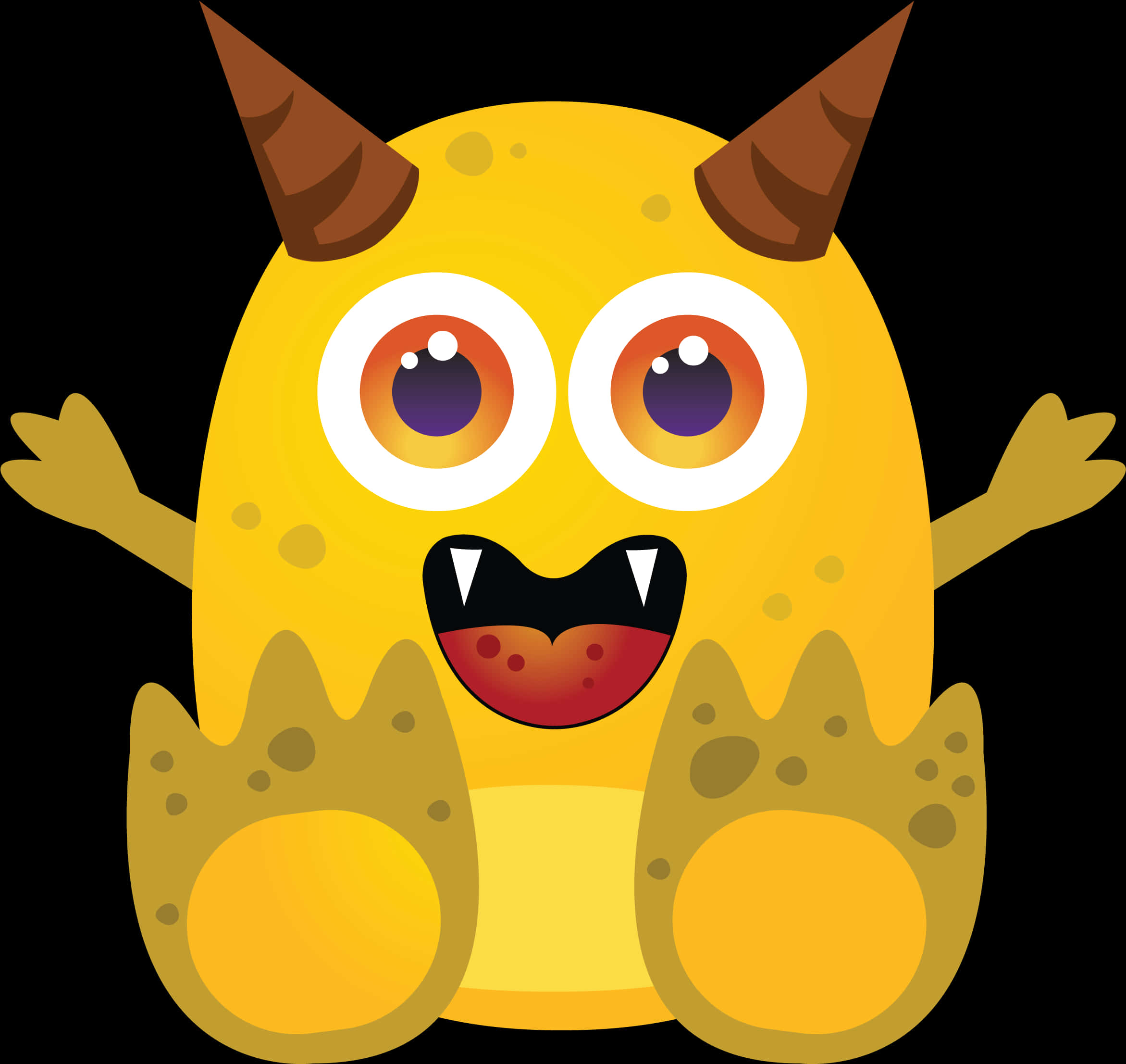 Cute Yellow Cartoon Monster PNG
