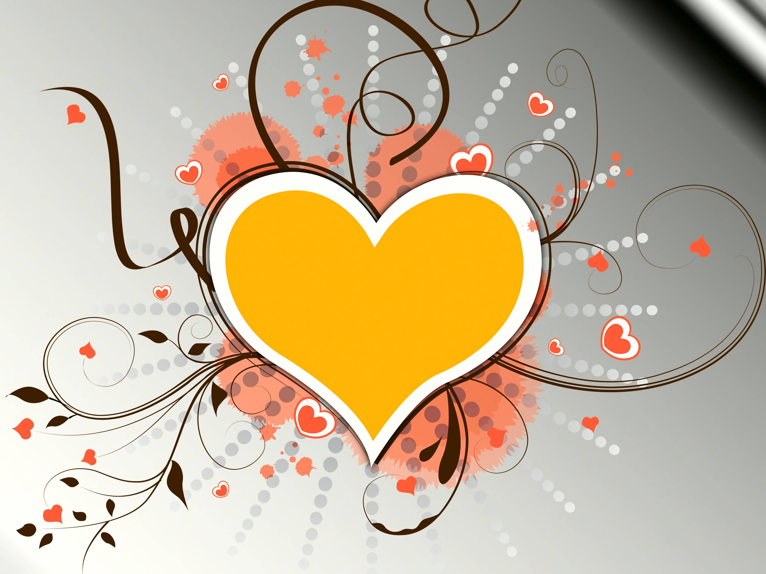 Cute Yellow Love Heart Design Wallpaper