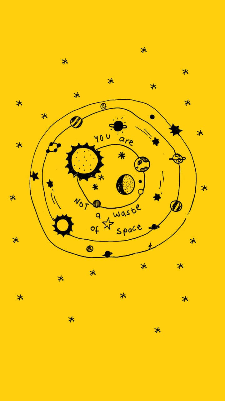 Cute Yellow Outer Space Graphic Wallpaper