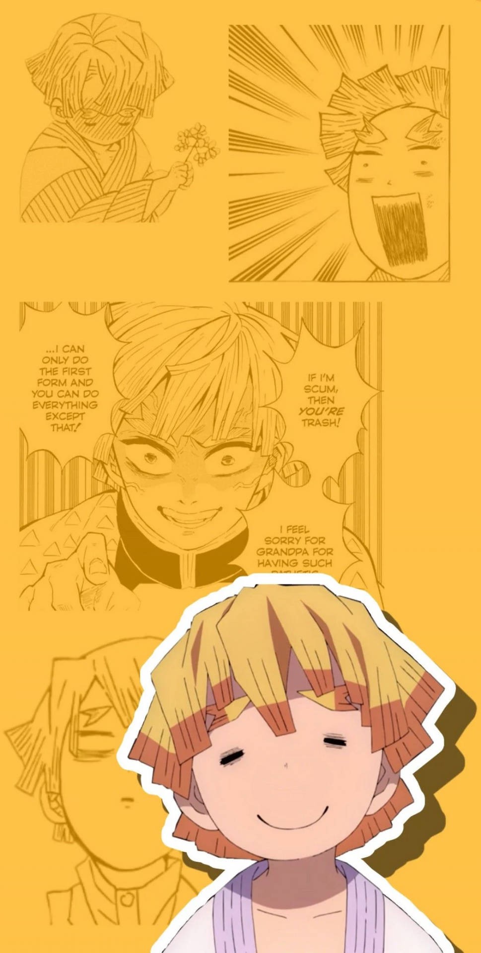 Cute Zenitsu Yellow Manga Background