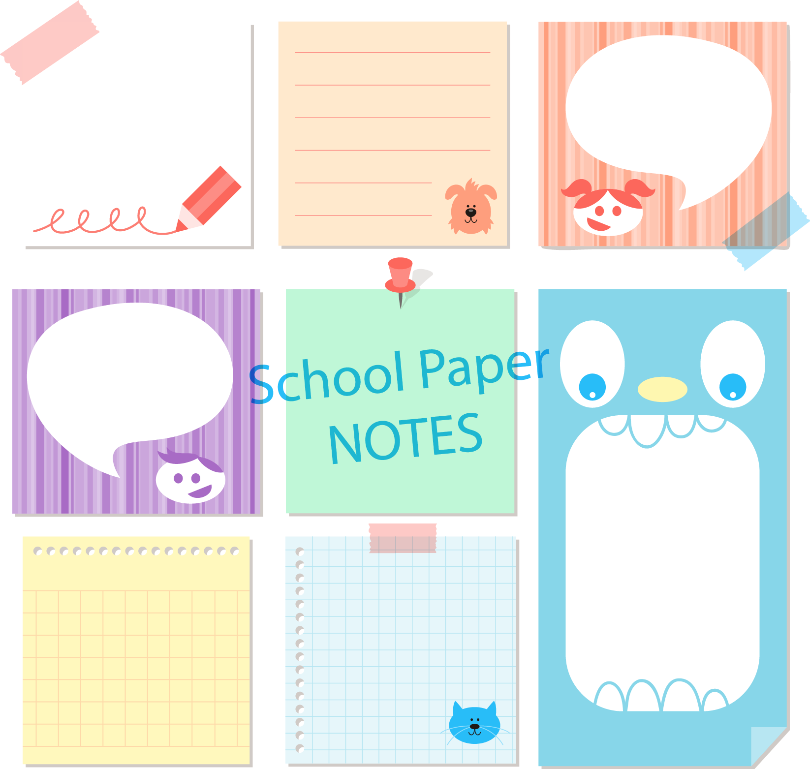 Cute_ Animal_ Themed_ Sticky_ Notes PNG