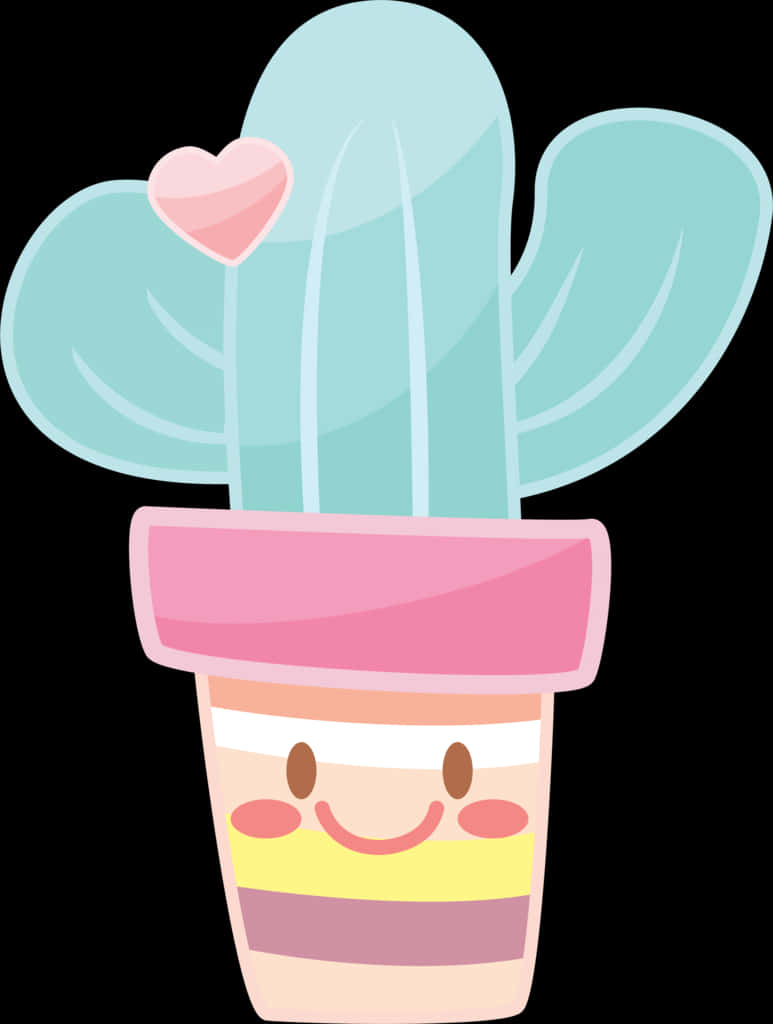 Cute_ Animated_ Cactus_ In_ Pot PNG