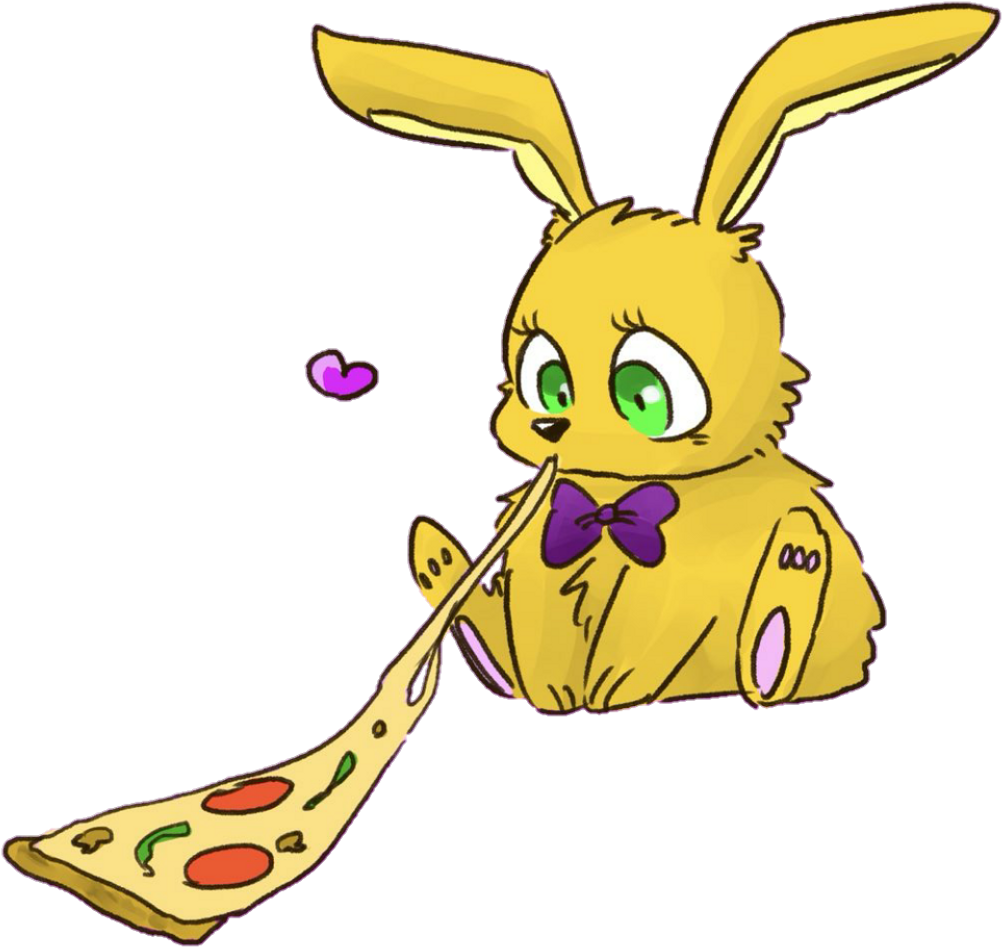 Cute_ Animated_ Rabbit_ Eating_ Pizza PNG