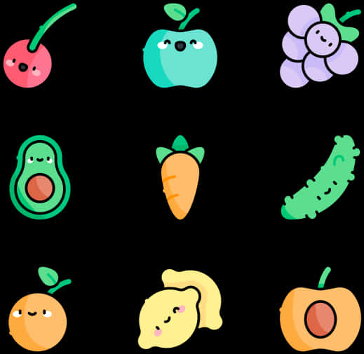 Cute_ Cartoon_ Fruits_and_ Vegetables PNG