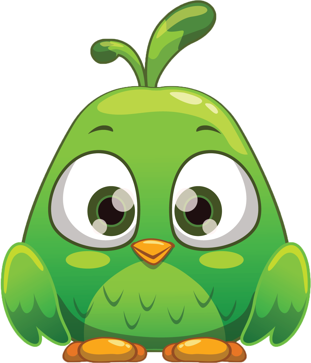 Cute_ Green_ Bird_ Cartoon_ Character PNG