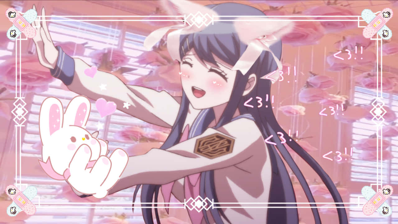 Cutecore_ Anime_ Girl_with_ Bunny Wallpaper