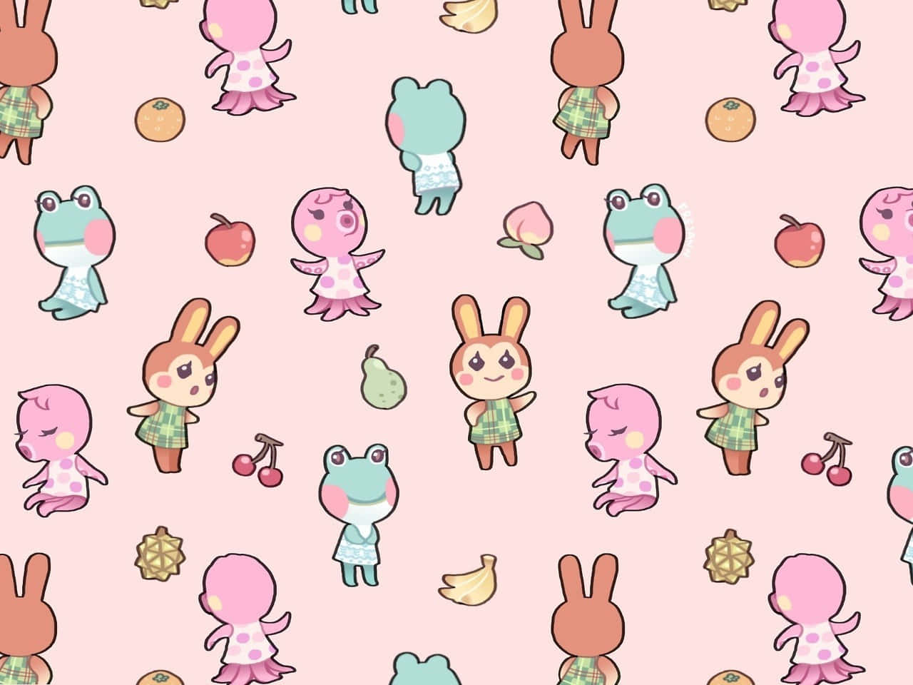 Cutecore Patternwith Adorable Characters Wallpaper