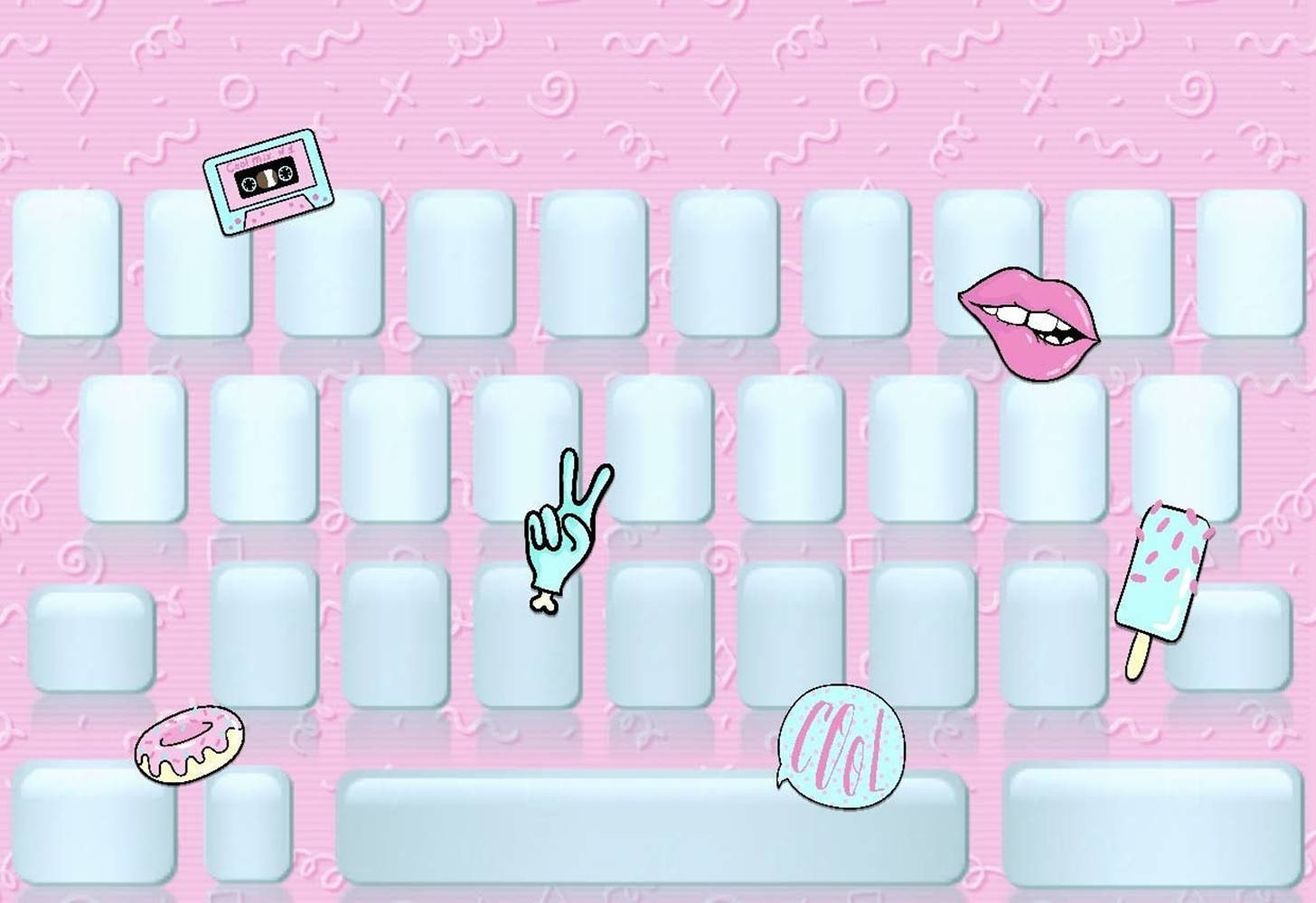 Cutesy Sticker Keyboard Æstetisk Wallpaper