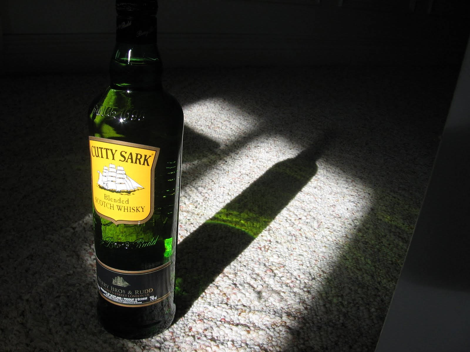 Cutty Sark Whiskey Bottle Window Shadow Picture