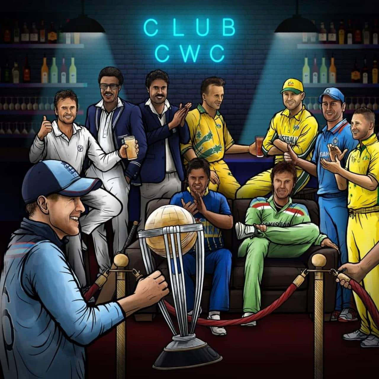 Club cricket World Cup - En gruppe mennesker i en bar, der leger rundt med en bold. Wallpaper
