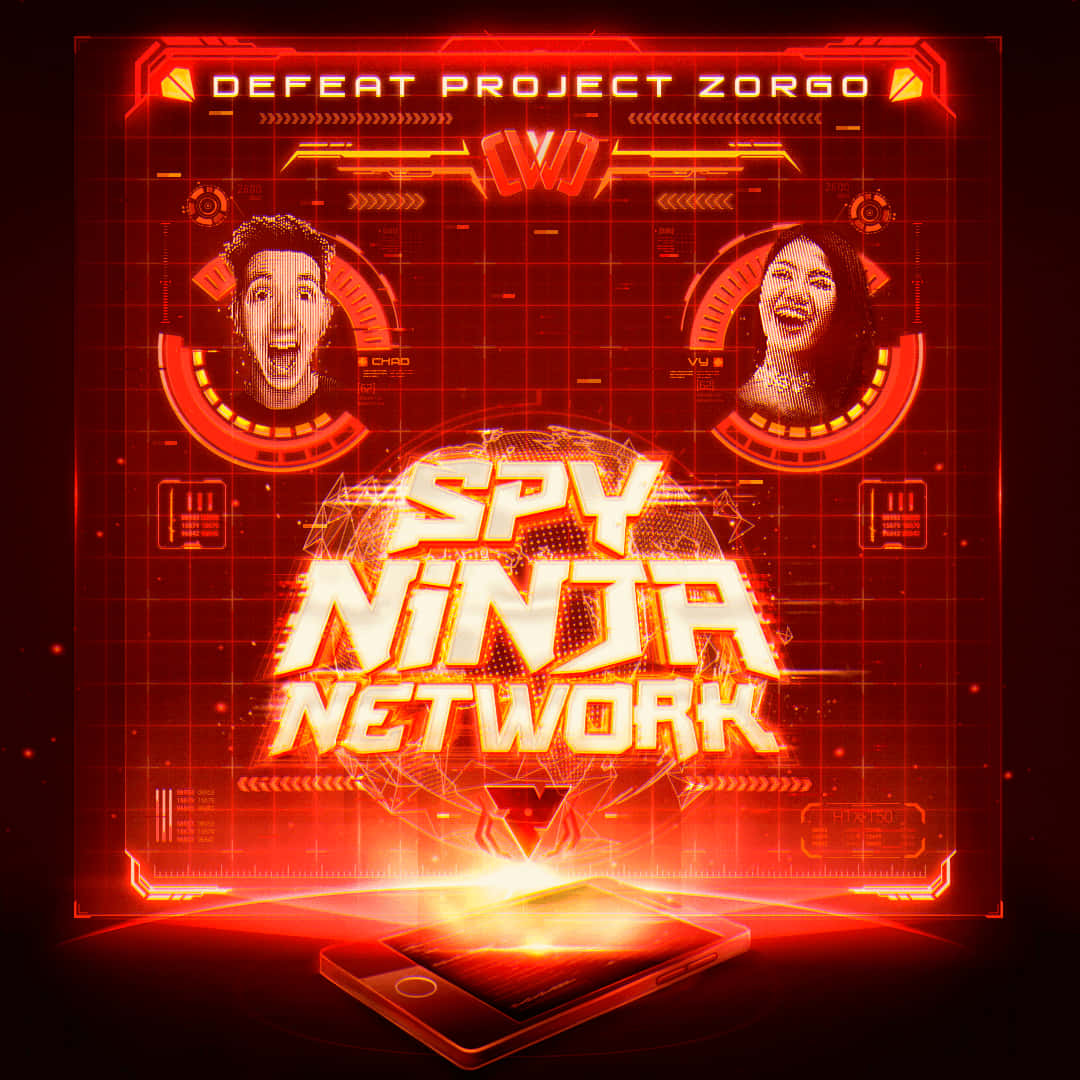 Spy Ninja Netværk - Et plakat med to personer og en rød lysekrone der swirls midt i det Wallpaper