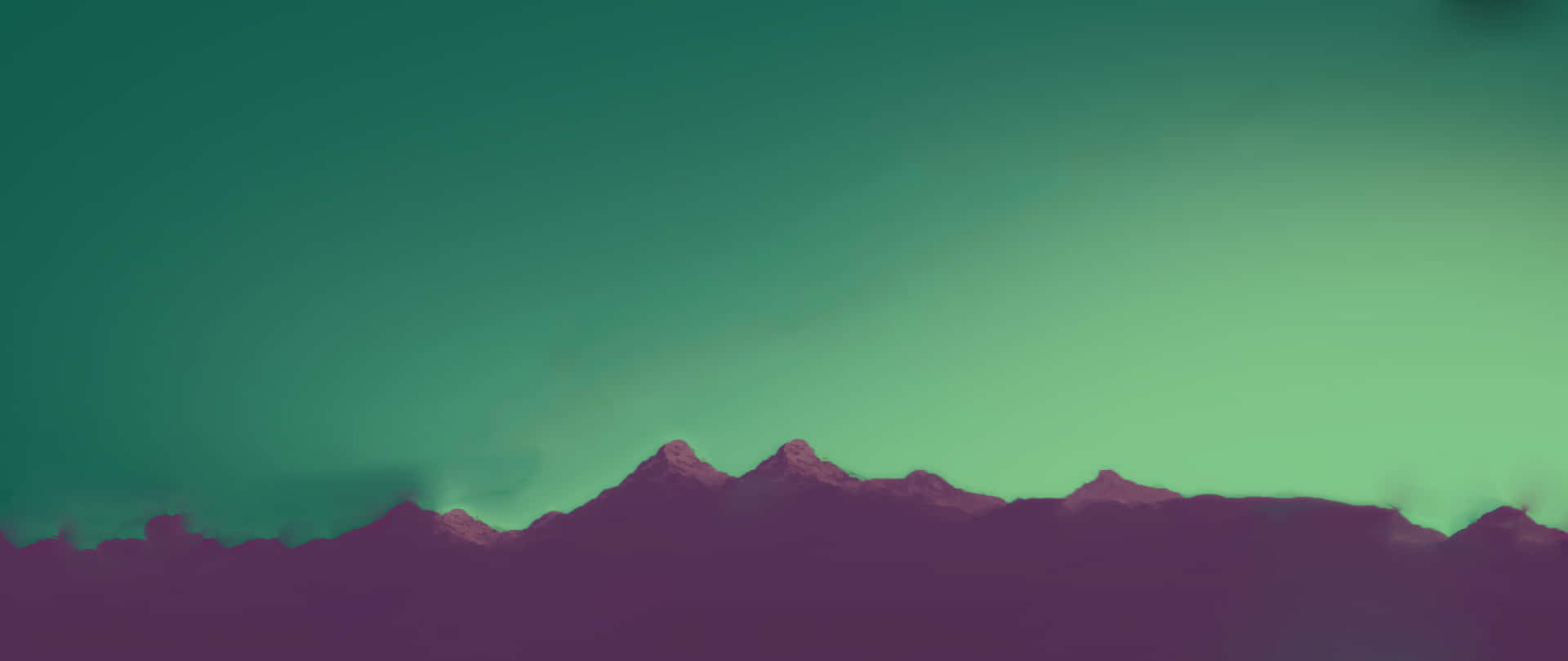 Mountain Range Silhouette Cyan Aesthetic Wallpaper