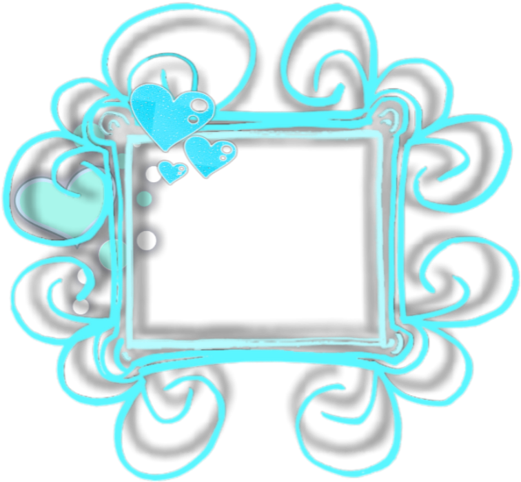 Cyan Heart Frame PNG