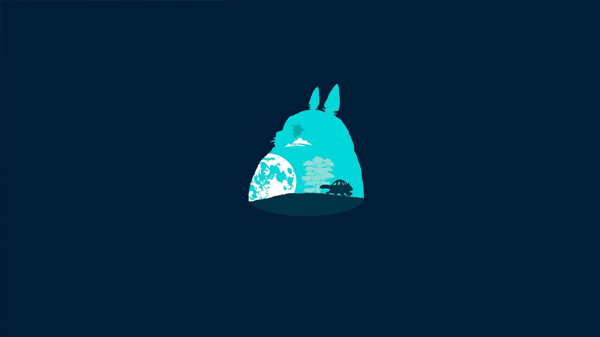 Cyan Totoro Simple Background