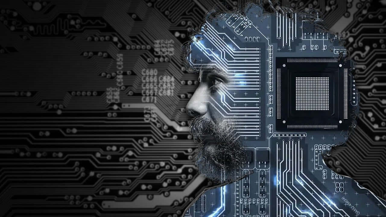 A Man's Head Is Shown On A Circuit Board